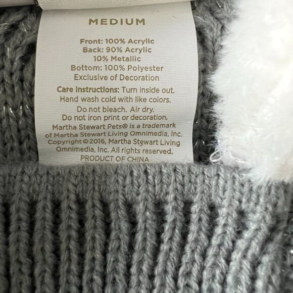 NWT | Martha Stewart Pets Grey & Silver FauxFur Collar Dog Sweater | Size Medium - Picture 6 of 6